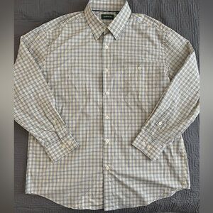 Orvis Men's Yellow and Blue Plaid Button-Down Shirt
